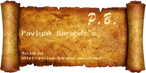 Pavlyak Barabás névjegykártya